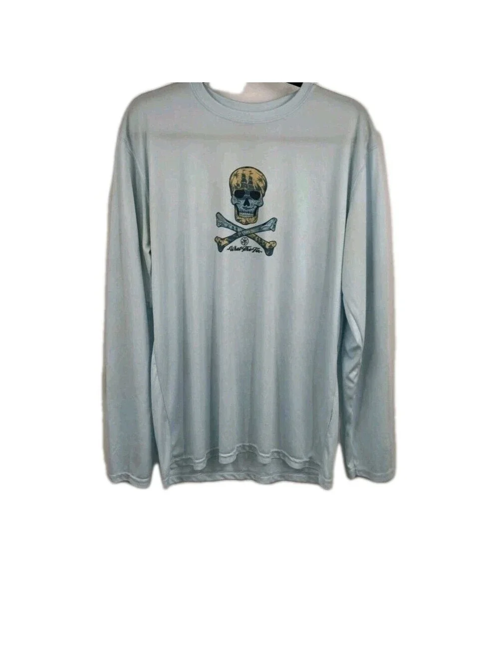 What The Fin? Men's Large Blue Jolley Roger Long Sleeve Shirt